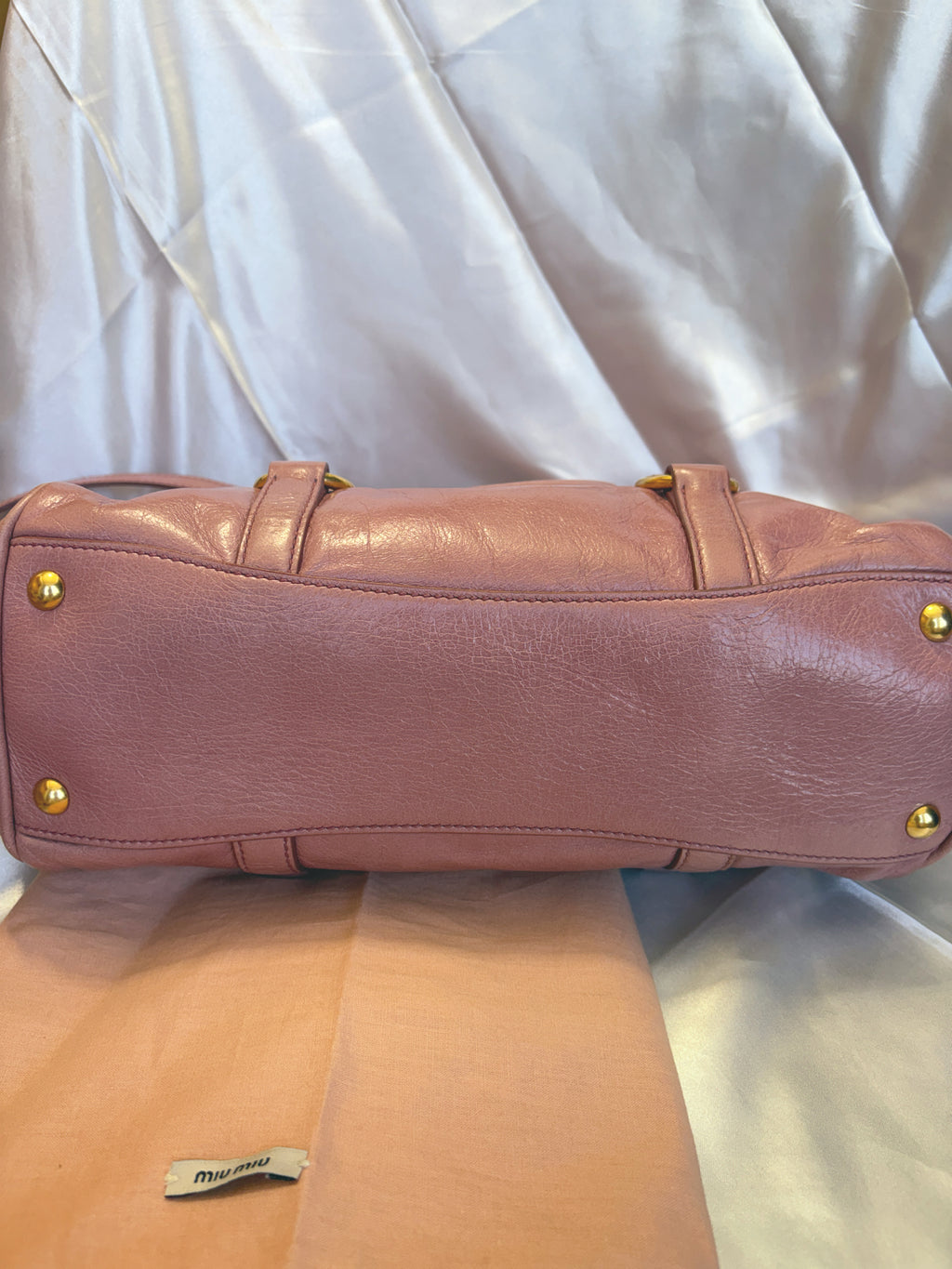 Miu Miu Vitello Lux Leather Tote Bag – Dusty Rose Pink-Gold Hardware