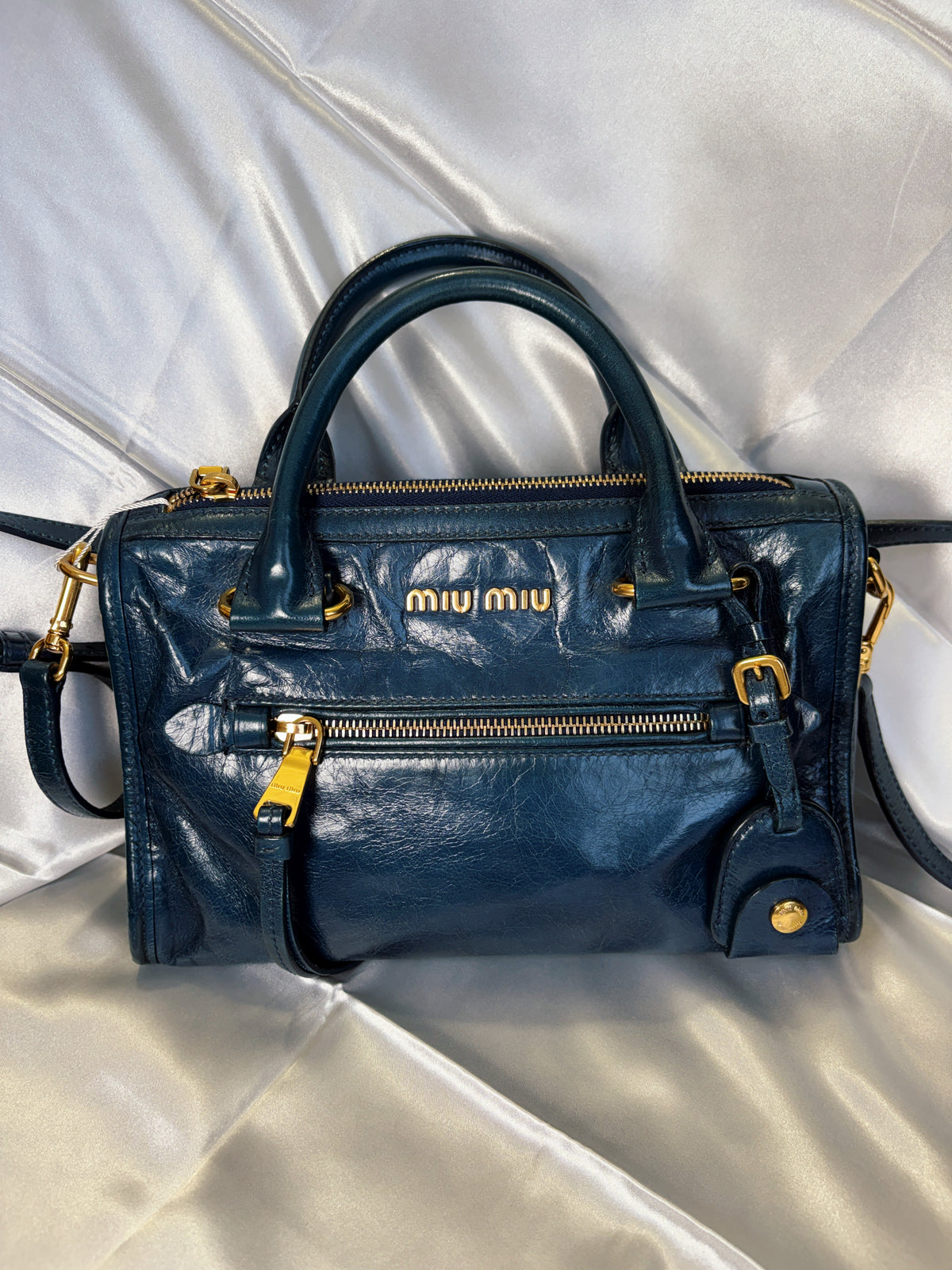 Miu Miu Vitello Lux Bauletto Bowling Bag